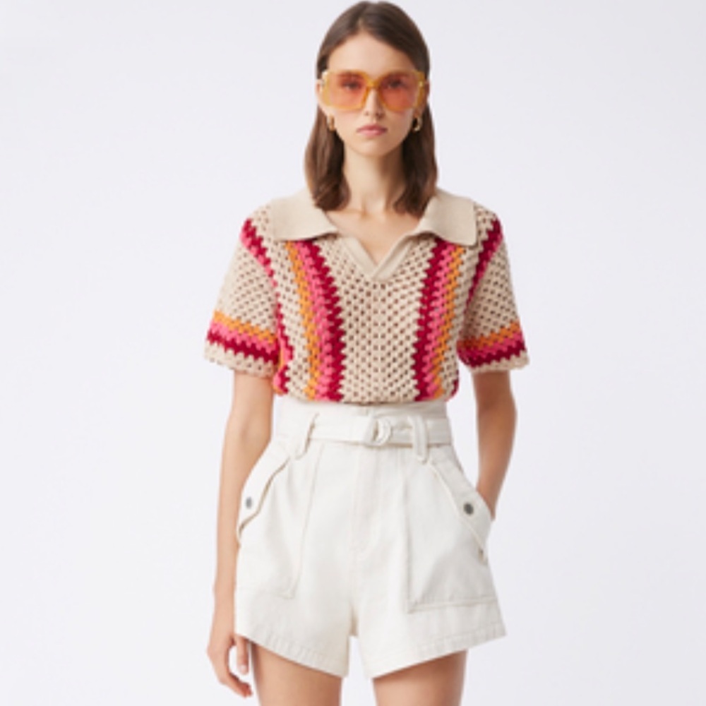 SUNCOO DENIM CREAM SHORTS